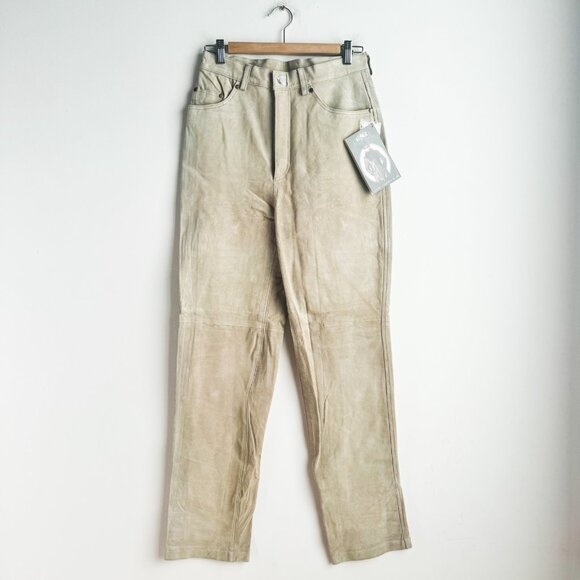 Nuage Light Beige Suede Straight Leg Jeans Pants 12 NWT - Picture 5 of 5